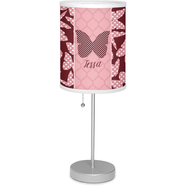 Custom Polka Dot Butterfly 7" Drum Lamp with Shade (Personalized)