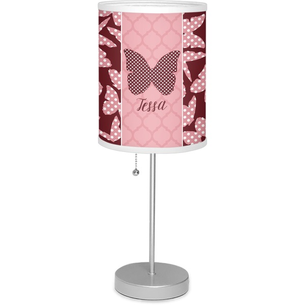 Custom Polka Dot Butterfly Lamp with Drum Shade (Personalized)