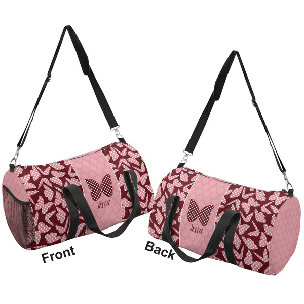 Polka Dot Butterfly Duffle bag large front and back sides