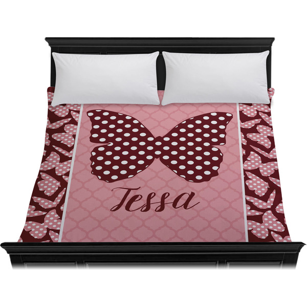 Polka Dot Butterfly Duvet Cover - King - On Bed - No Prop