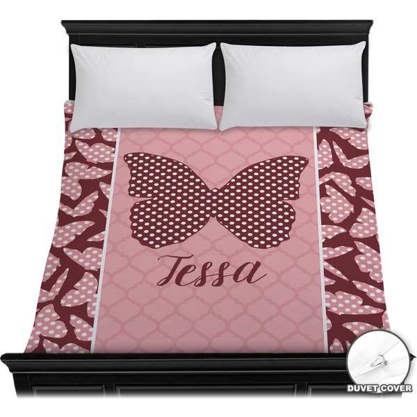 Custom Polka Dot Butterfly Duvet Cover - Full / Queen (Personalized)