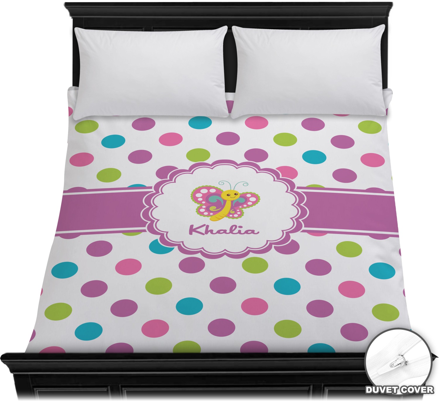 Polka Dot Butterfly Duvet Cover Full / Queen (Personalized