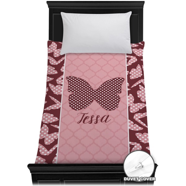 Custom Polka Dot Butterfly Duvet Cover - Twin (Personalized)