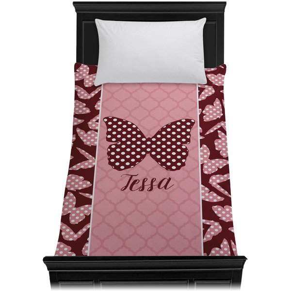 Polka Dot Butterfly Duvet Cover - Twin XL - On Bed - No Prop