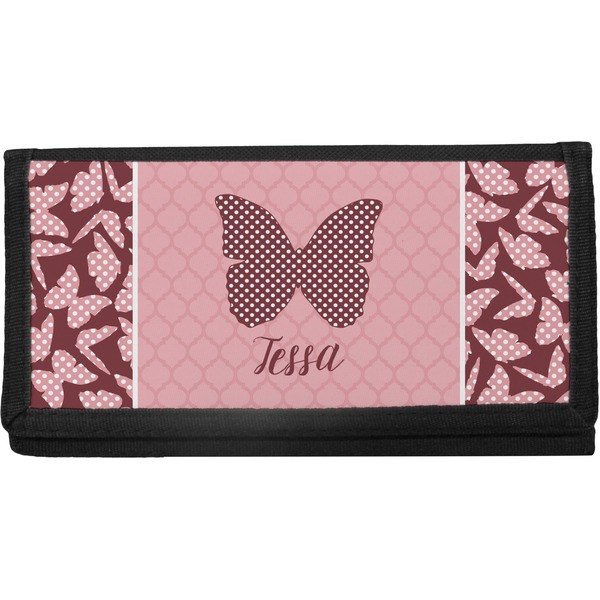 Custom Polka Dot Butterfly Canvas Checkbook Cover (Personalized)