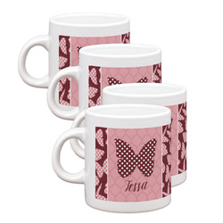 Polka Dot Butterfly Single Shot Espresso Cups - Set of 4 (Personalized)