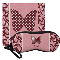 Polka Dot Butterfly Eyeglass Case & Cloth (Personalized)