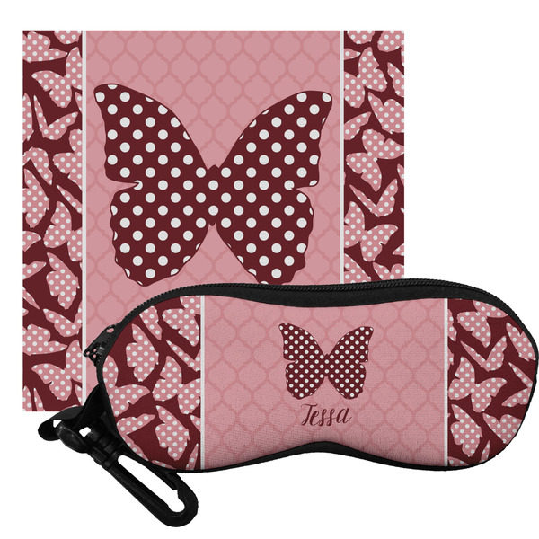 Custom Polka Dot Butterfly Eyeglass Case & Cloth (Personalized)