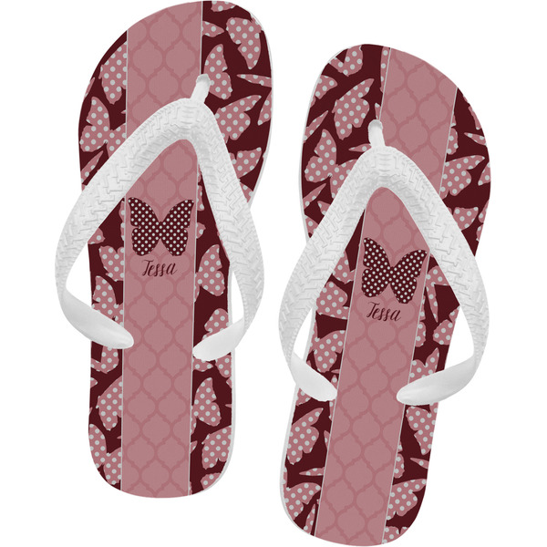 Custom Polka Dot Butterfly Flip Flops - XSmall (Personalized)