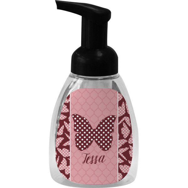 Custom Polka Dot Butterfly Foam Soap Bottle - Black (Personalized)