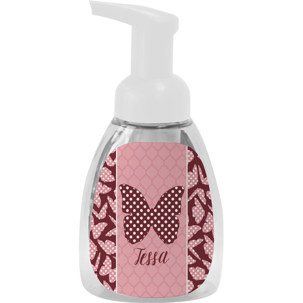 Custom Polka Dot Butterfly Foam Soap Bottle - White (Personalized)