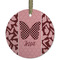Polka Dot Butterfly Frosted Glass Ornament - Round