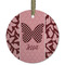 Polka Dot Butterfly Flat Glass Ornament - Round w/ Name or Text
