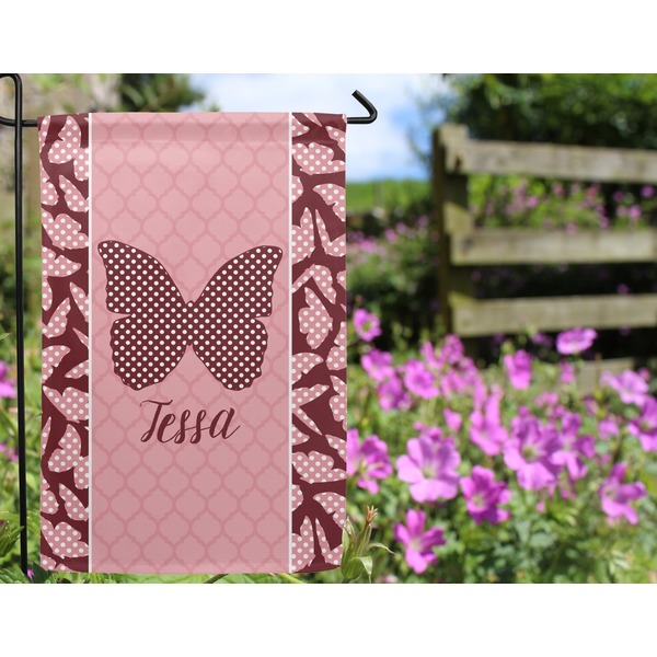 Polka Dot Butterfly Garden Flag - Outside In Flowers