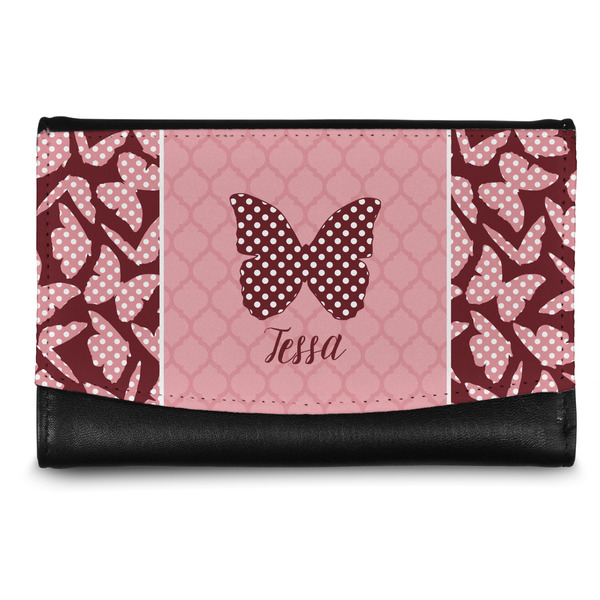Custom Polka Dot Butterfly Genuine Leather Women's Wallet - Small (Personalized)