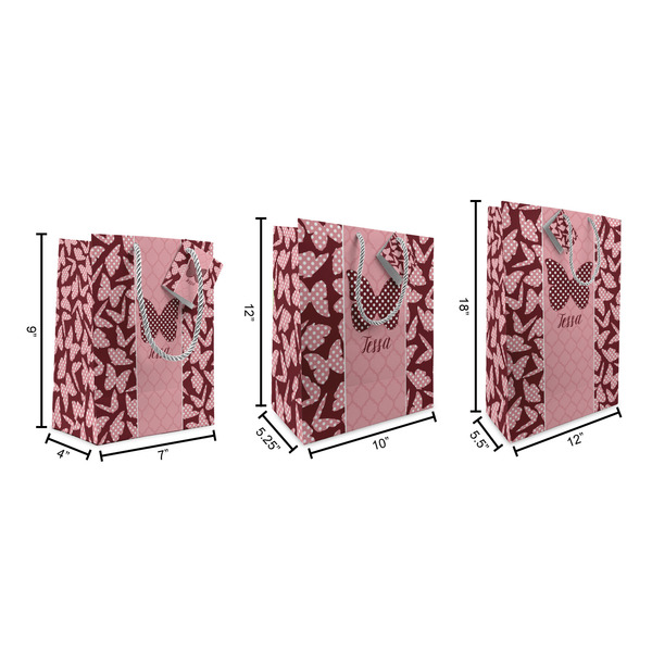 Polka Dot Butterfly Gift Bags - All Sizes - Dimensions