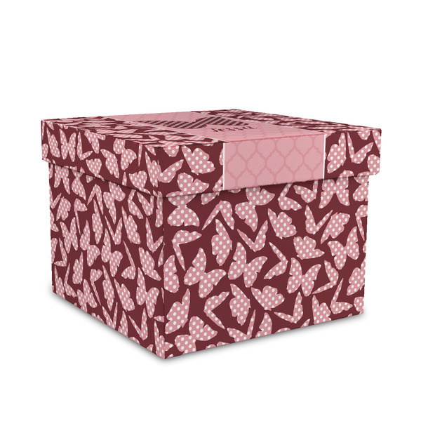 Custom Polka Dot Butterfly Gift Box with Lid - Canvas Wrapped - Medium (Personalized)
