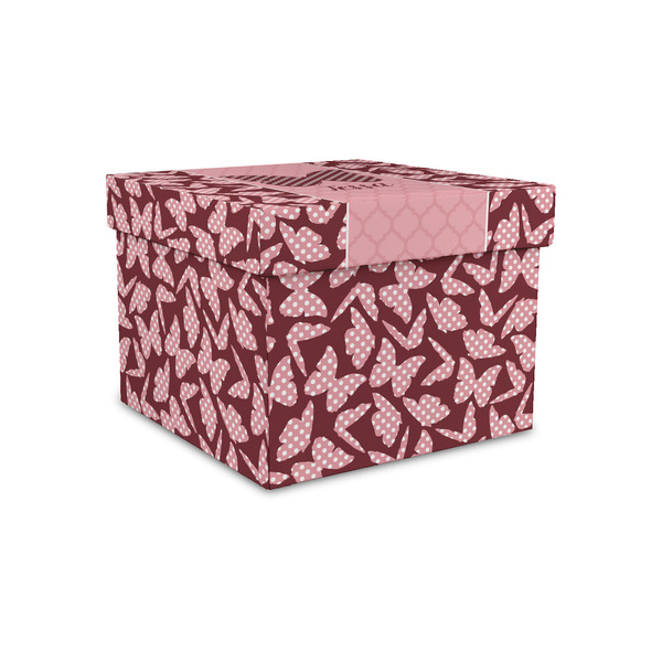 Polka Dot Butterfly Gift Boxes with Lid - Canvas Wrapped - Small - Front/Main