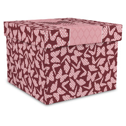 Polka Dot Butterfly Gift Box with Lid - Canvas Wrapped - X-Large (Personalized)
