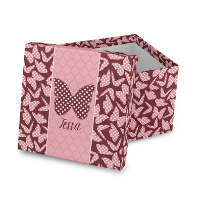 Polka Dot Butterfly Gift Box with Lid - Canvas Wrapped (Personalized)