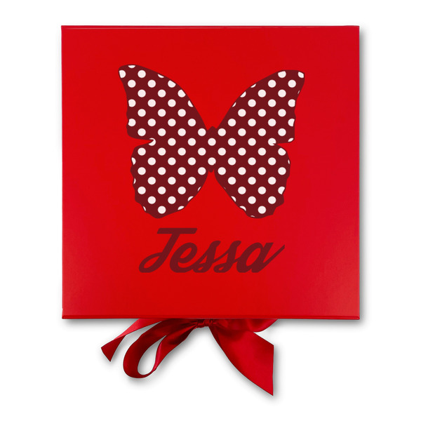 Polka Dot Butterfly Gift Boxes with Magnetic Lid - Red - Approval