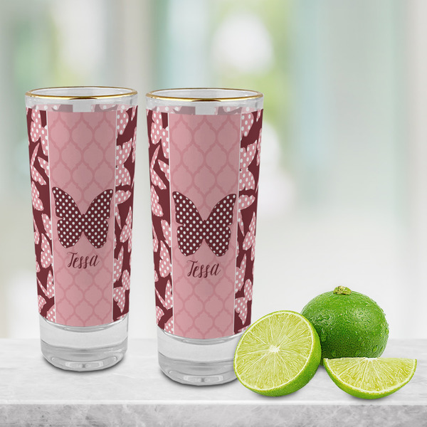 Polka Dot Butterfly Glass Shot Glass - 2 oz - LIFESTYLE
