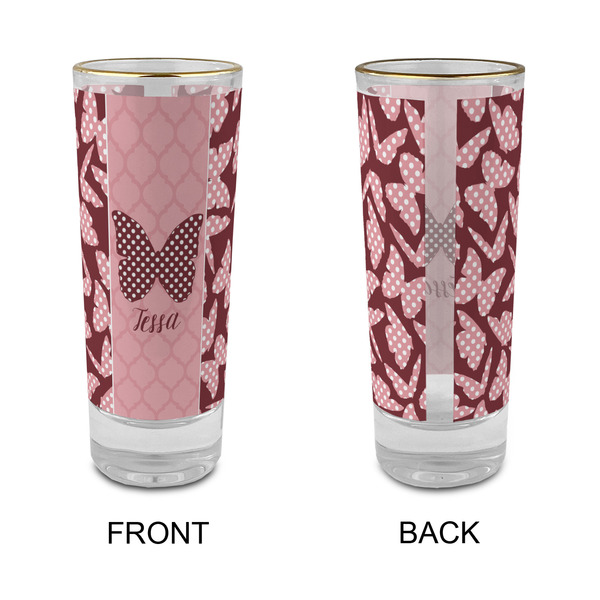 Polka Dot Butterfly Glass Shot Glass - 2 oz - Single - APPROVAL