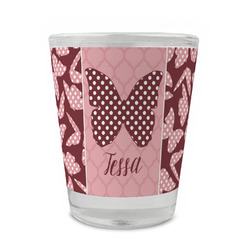 Polka Dot Butterfly Glass Shot Glass - 1.5 oz - Set of 4 (Personalized)