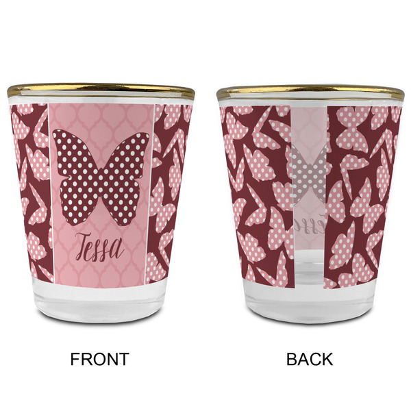 Polka Dot Butterfly Glass Shot Glass - with gold rim - APPROVAL