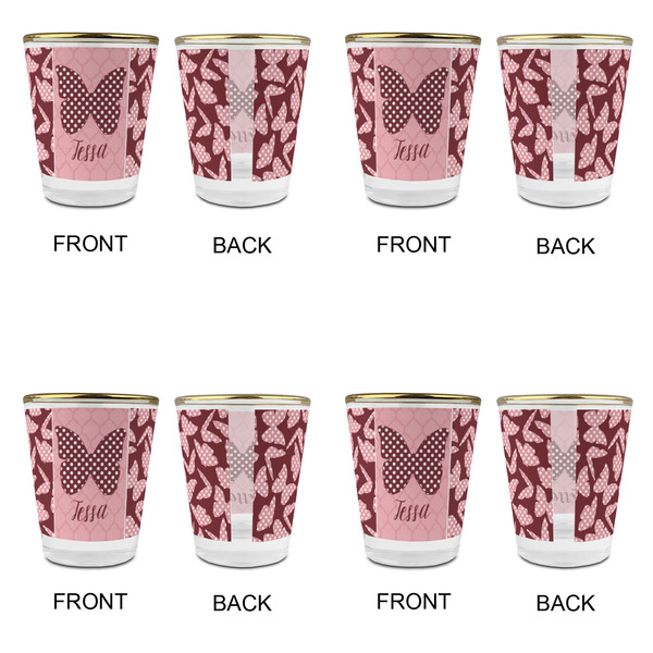 Polka Dot Butterfly Glass Shot Glass - with gold rim - Set of 4 - APPROVAL