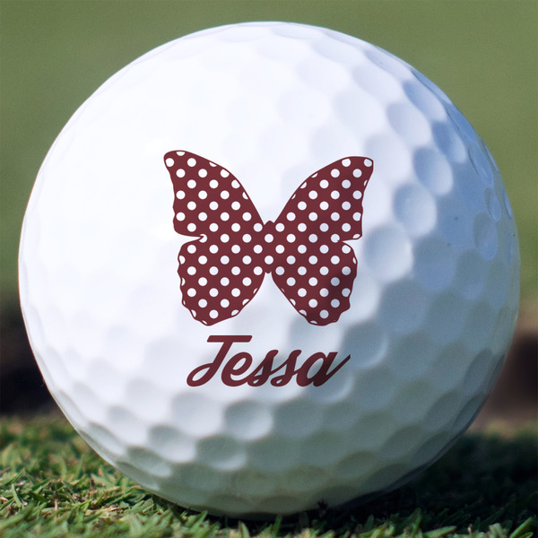 Custom Polka Dot Butterfly Golf Balls - Titleist Pro V1 - Set of 12 (Personalized)