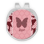 Polka Dot Butterfly Golf Ball Marker - Hat Clip - Silver