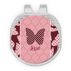 Polka Dot Butterfly Golf Ball Marker - Hat Clip - Silver