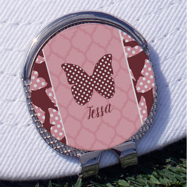 Custom Polka Dot Butterfly Golf Ball Marker - Hat Clip