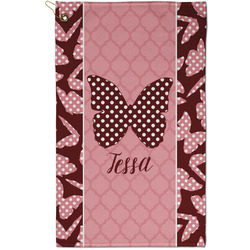 Polka Dot Butterfly Golf Towel - Poly-Cotton Blend - Small w/ Name or Text