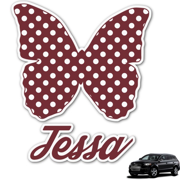 Custom Polka Dot Butterfly Graphic Car Decal (Personalized)