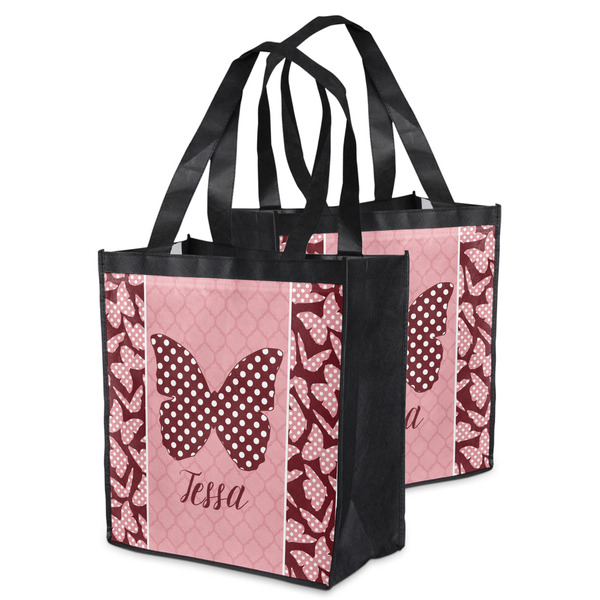 Polka Dot Butterfly Grocery Bag - MAIN
