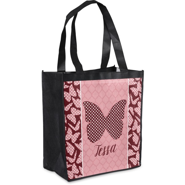 Custom Polka Dot Butterfly Grocery Bag (Personalized)