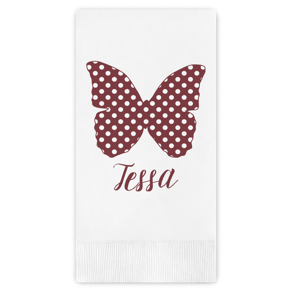 Custom Polka Dot Butterfly Guest Towels - Full Color (Personalized)