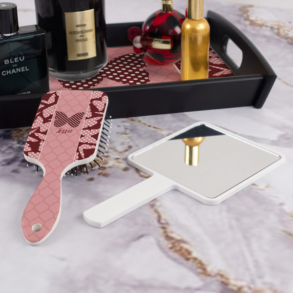 Polka Dot Butterfly Hair Brush - With Hand Mirror