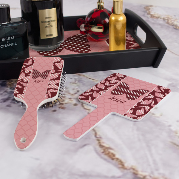 Polka Dot Butterfly Hair Brush and Hand Mirror - Bathroom Scene