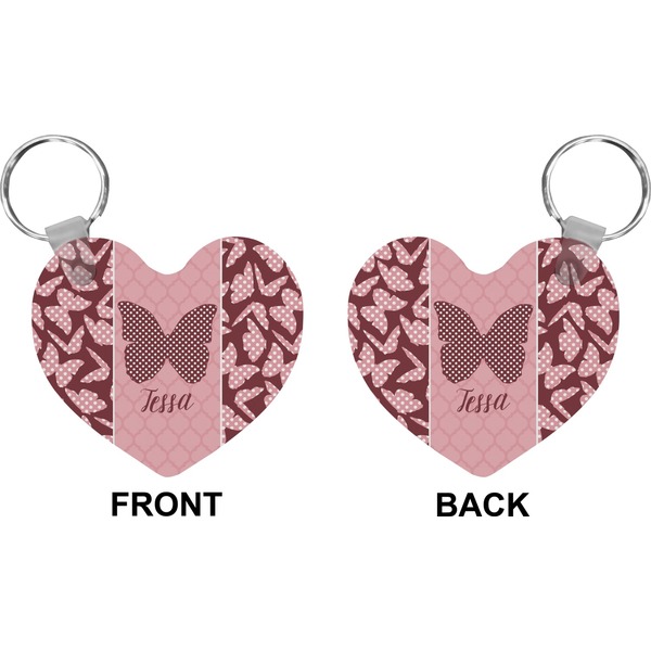 Polka Dot Butterfly Heart Keychain (Front + Back)