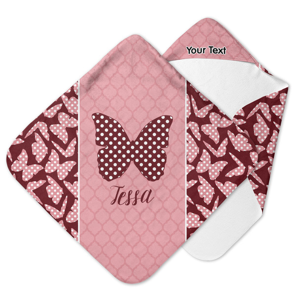 Custom Polka Dot Butterfly Hooded Baby Towel (Personalized)