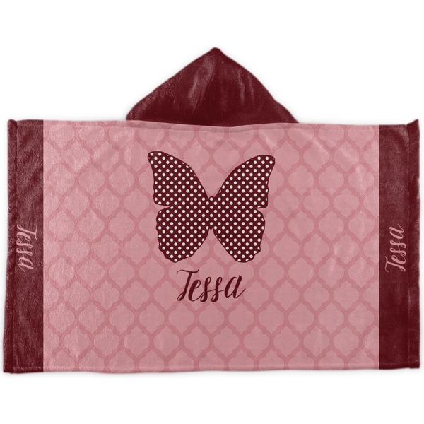Custom Polka Dot Butterfly Kids Hooded Towel (Personalized)
