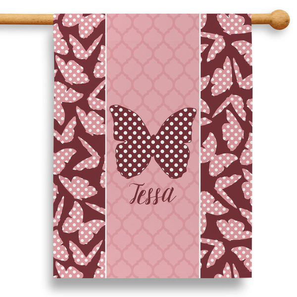 Custom Polka Dot Butterfly 28" House Flag (Personalized)