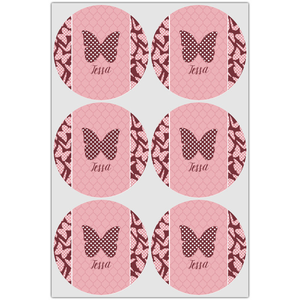 Polka Dot Butterfly Icing Circle - Large - Set of 6