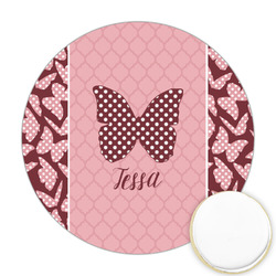 Polka Dot Butterfly Printed Cookie Topper - Round (Personalized)