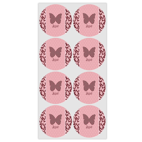 Polka Dot Butterfly Icing Circle - Medium - Set of 8