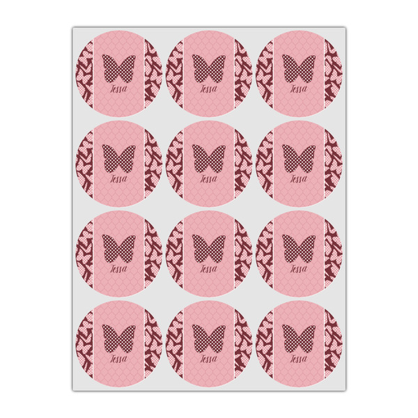 Polka Dot Butterfly Icing Circle - Small - Set of 12