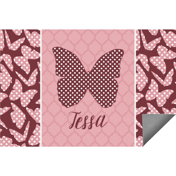 Custom Polka Dot Butterfly Indoor / Outdoor Rug (Personalized)